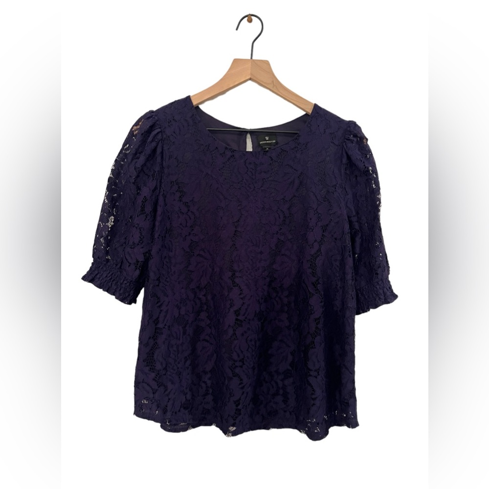 Worthington Deep Purple Lace Blouse size Large